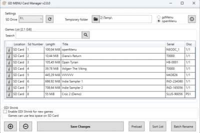 GDMENU Card Manager 2.0.0