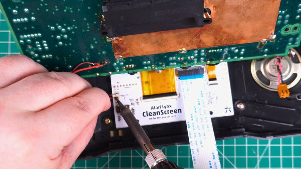 Soldering the optional brightness control wires to the CleanScreen